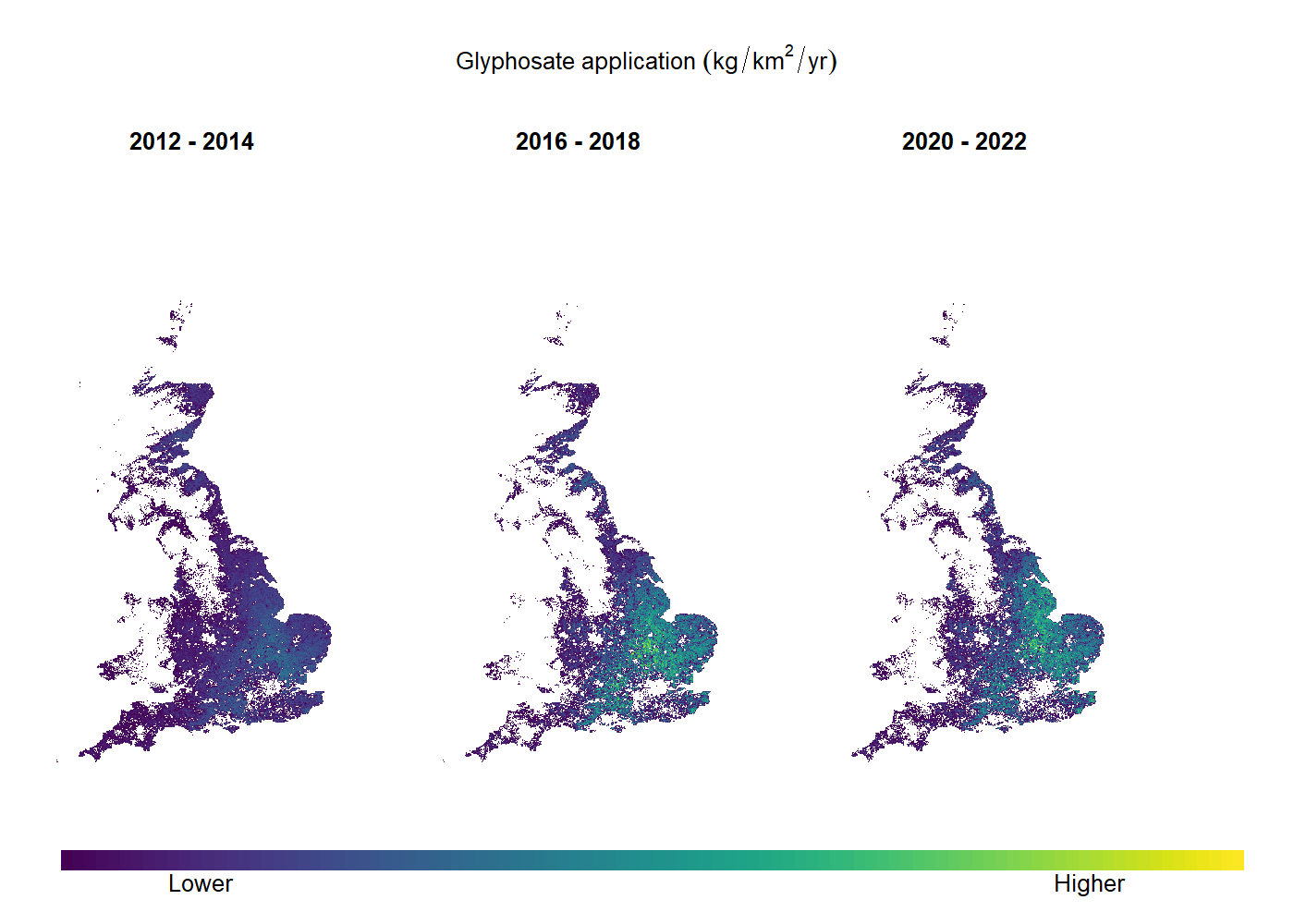 Glyphosate maps for 2012-2022